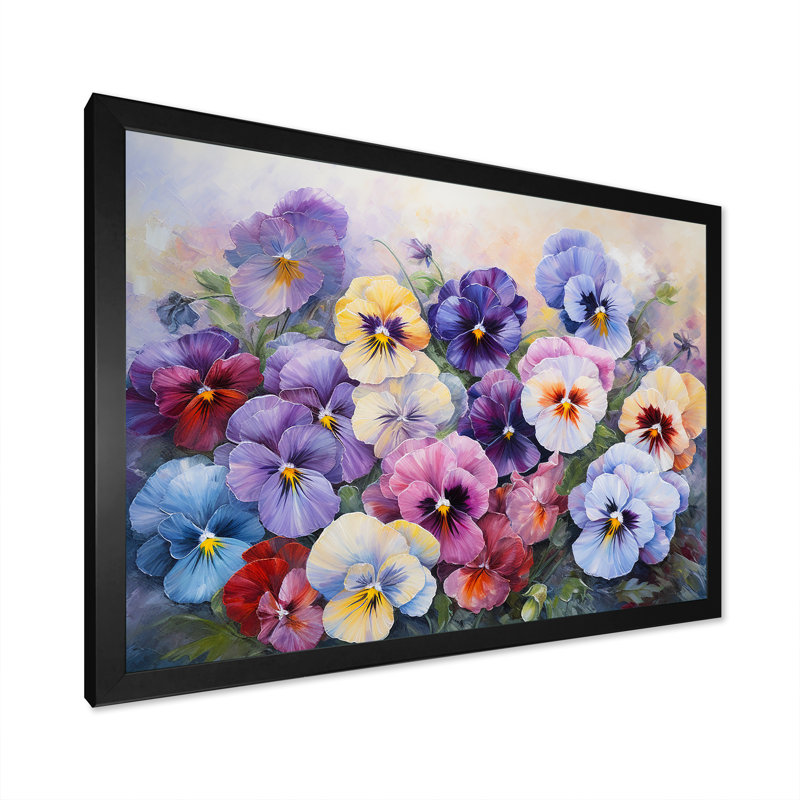 Pensées mauves - Efflorescence III - impression, H 12 po x l 20 po x P 1 po, Cadre simple noir