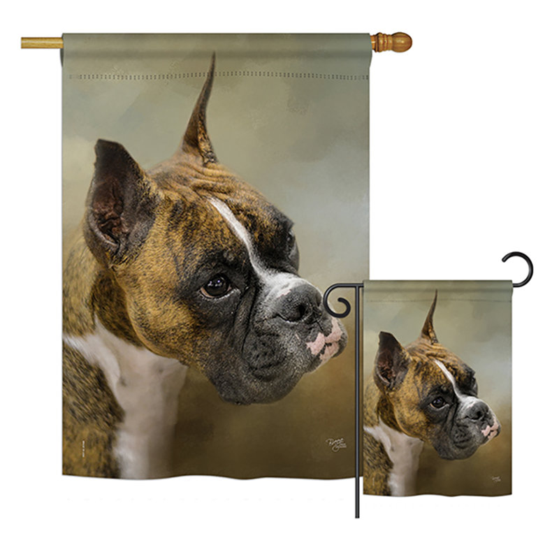 Boxer nature animaux, polyester de 2 côtés 40 x 28 po ensemble de drapeau