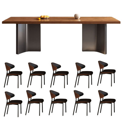 Retro-style solid wood dining table
