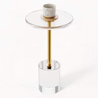 Table d'appoint en acrylique transparent avec piétement, plateau rond de 30 x 30 cm, hauteur de 54 cm, idéale pour le café, les boissons, les collations et autres gourmandises. Convient au salon, à la chambre et au bureau.