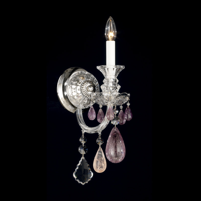 Hamilton 1 - Light Candle Wall Light, Silver / Clear Rock
