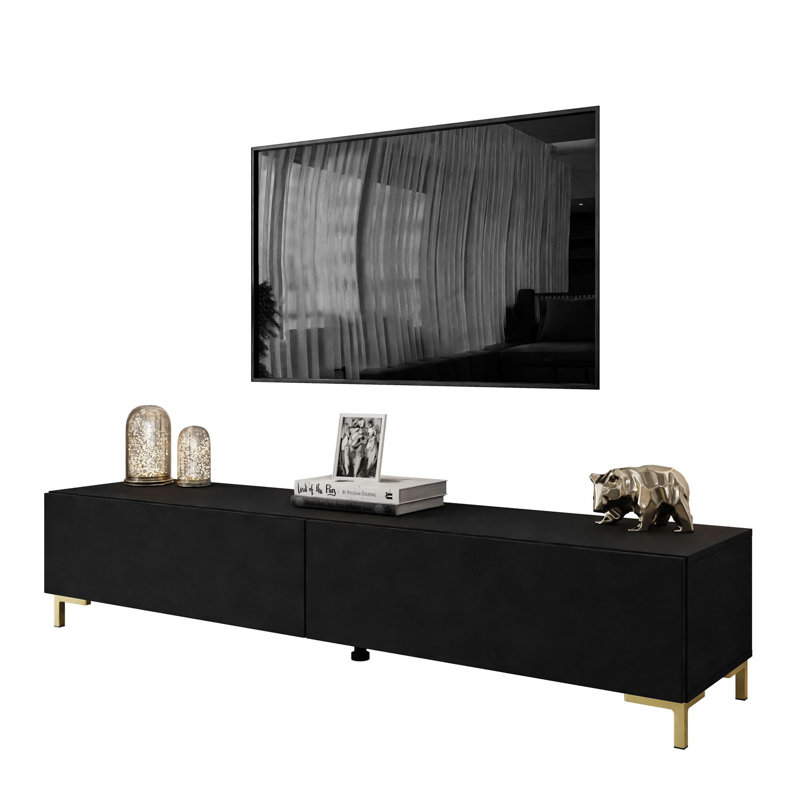 Loman TV Stand for TVs up to 75", Black/Gold