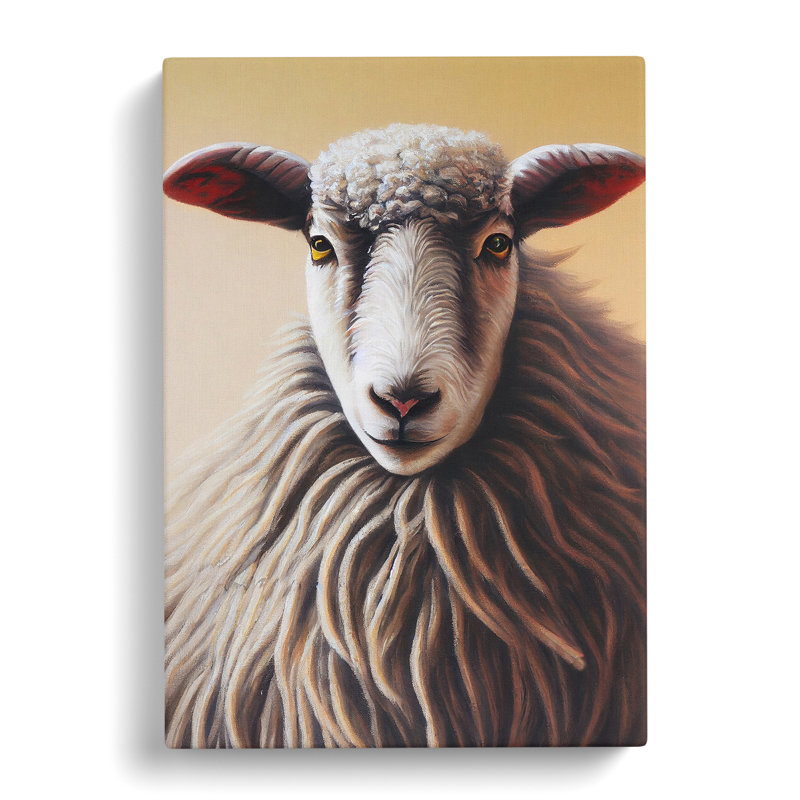 A Happy Sheep - Wrapped Canvas Print, 50cm H x 35cm W x 3cm D