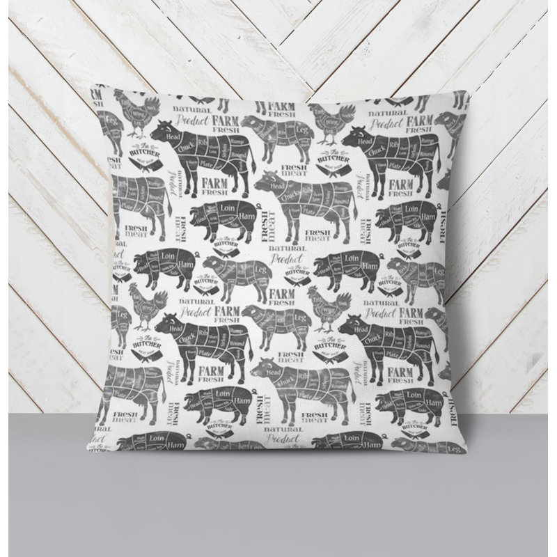 Throw Pillow With Insert, 20"H x 20"W, White/Gray 3