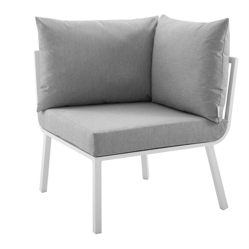 Modway Riverside 4 Piece Outdoor Patio Aluminum Set, Gray, White