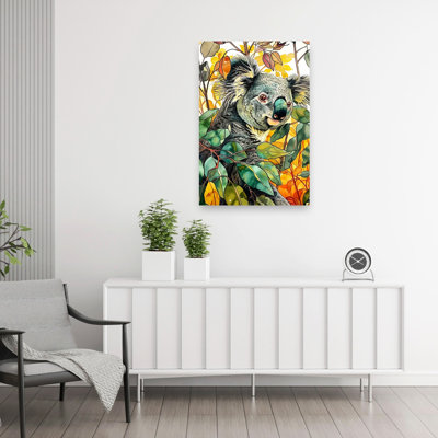 Koala In Eucalyptus Leaves Peaceful Abstract Contemporary Bear Koala Forest Nature Wall Art