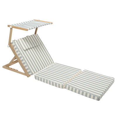 Sunnylife: Pool House Daybed - Casa - Beach-Sand-Outdoor Seating, Wood Frame, Sun Shade, Removable Fabric Cover, 4 Adjustable Recline Settings by Sunnylife