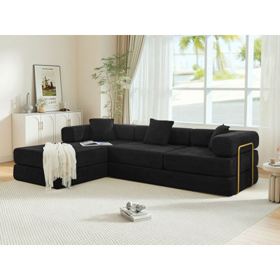 Convertible Sleeper Sofa Bed with No Assembly, Hybrid Mattress Couch