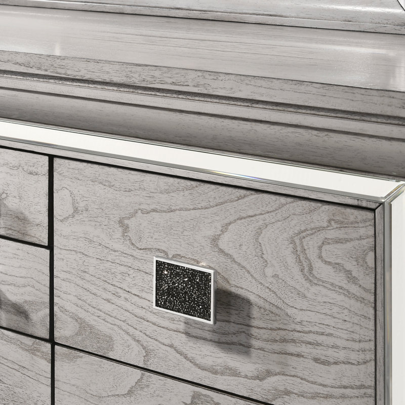 Mirrored Accents - Nightstand - Grey