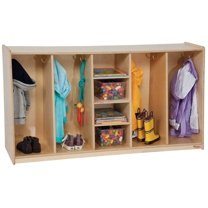 Tip-Me-Not 4-Wide Brown Wooden Kids Locker