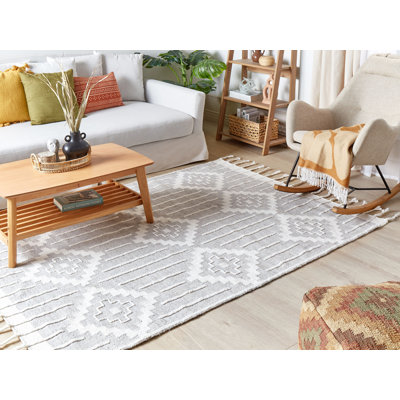 Saksena Rectangle Geometric Hand Woven Indoor / Outdoor Area Rug