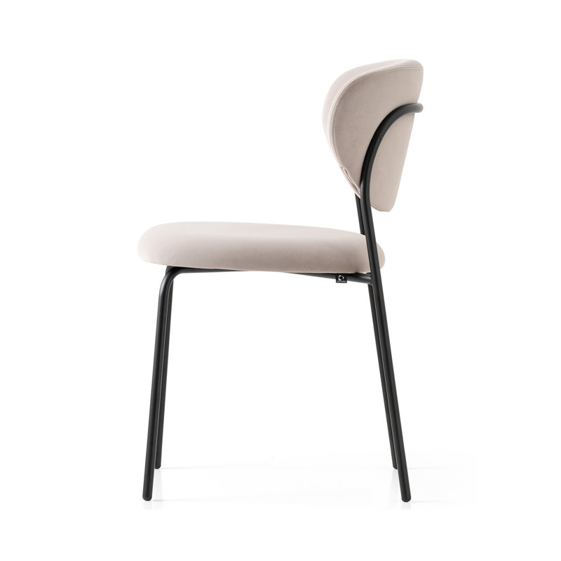 Cozy Upholstered Chair with Metal Frame, Taupe, Matt Black