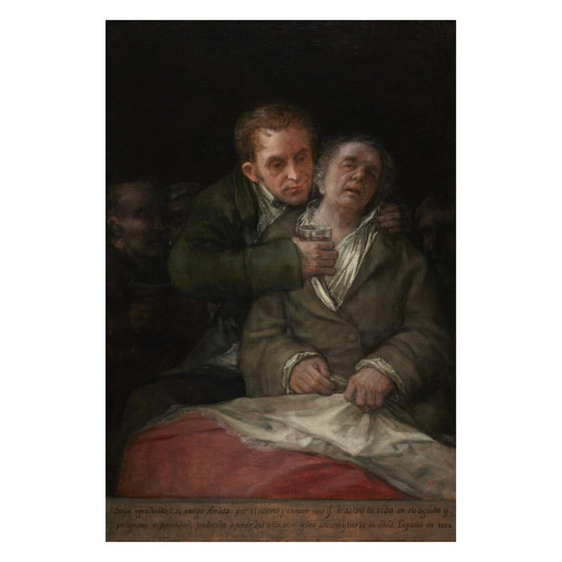Autoportrait avec le Dr Arrieta par Francisco de Goya - Impression Giclée, H 28 po x l 22 po