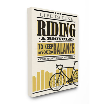 «Yellow Life is Like Riding a Bicycle Typographie» par Marcus Prime, reproduction d'art textuel