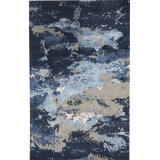 Hand-Knotted High-Quality Dark Blue and Light Blue Area Rug
