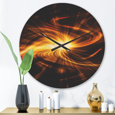 Explosion de feu en noir - Horloge murale moderne en bois