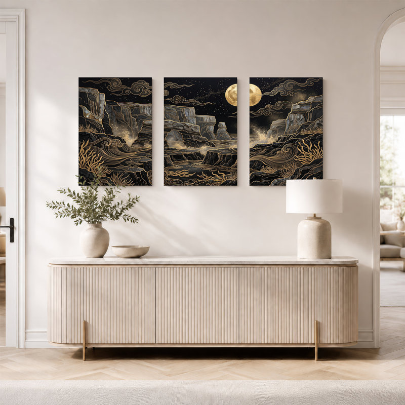 Ensemble de 3 toiles murales Moonlit, H 30 po x l 20 po x 3 pièces