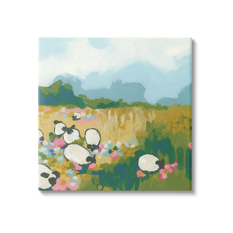 Conception abstraite d'art mural sur toile, "Sheep" par June Erica Vess, H 36 po x l 36 po