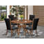 L'ensemble de salle à manger 7 pièces contient une table de cuisine ronde de 54 po avec piédestal et 6 chaises Parson en tissu noir, noyer antique-657961076-650655767-657961077
