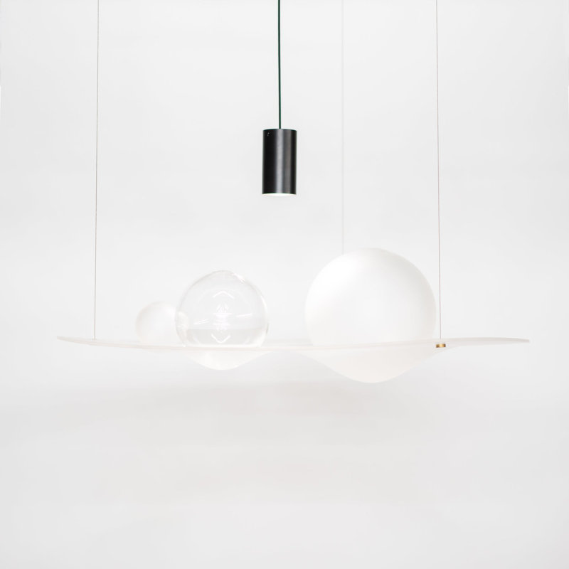 Gravity Well Chandelier, Satin Clear