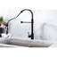 Robinet de cuisine commercial noir mat, rétractable à arc haut, Spot, acier inoxydable 304, débit vers le bas de 1,8 gallon par minute, acier 304, hauteur du bec de 8,8 po, longueur du tuyau de 20 po-1474409470