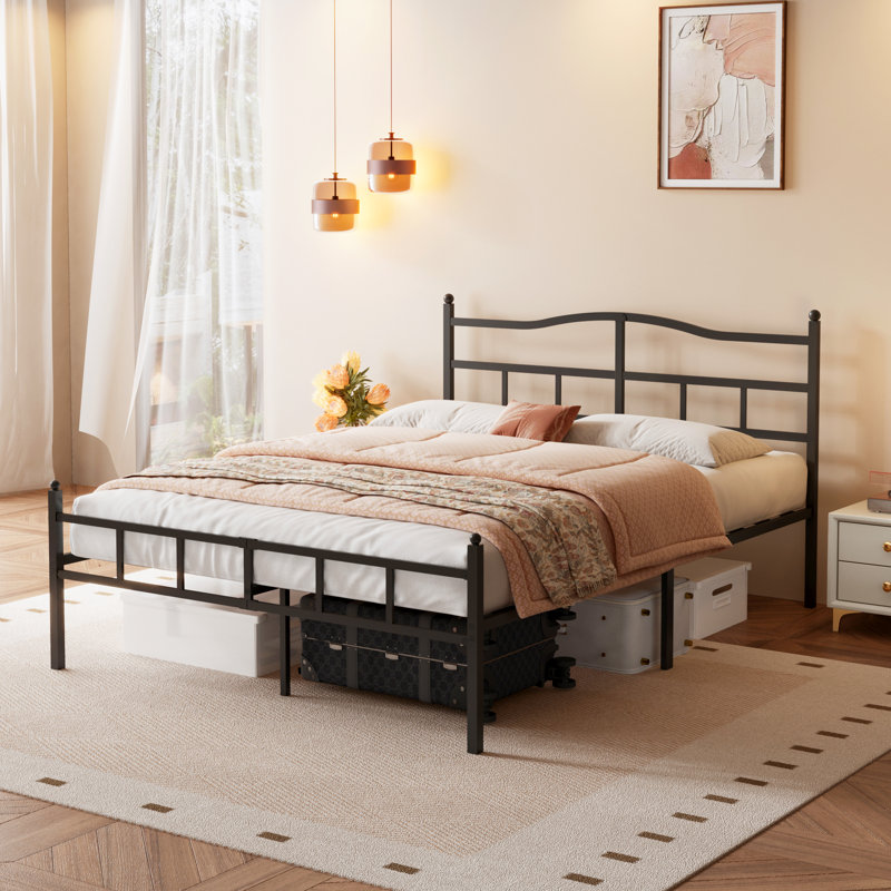 Base de lit grand 14 pouces avec tête et pied de lit, Grand lit