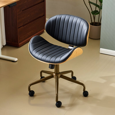 PU Curved Office Chair With Antique Bronze Base