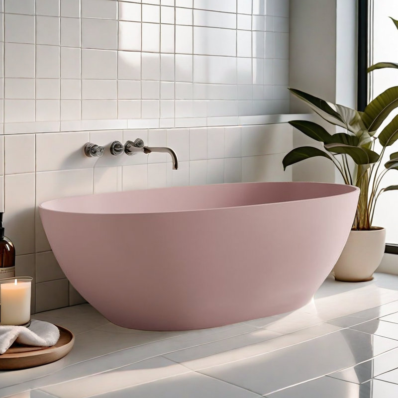 59.06 W 22.05 H Tub & Shower Kit, Pink