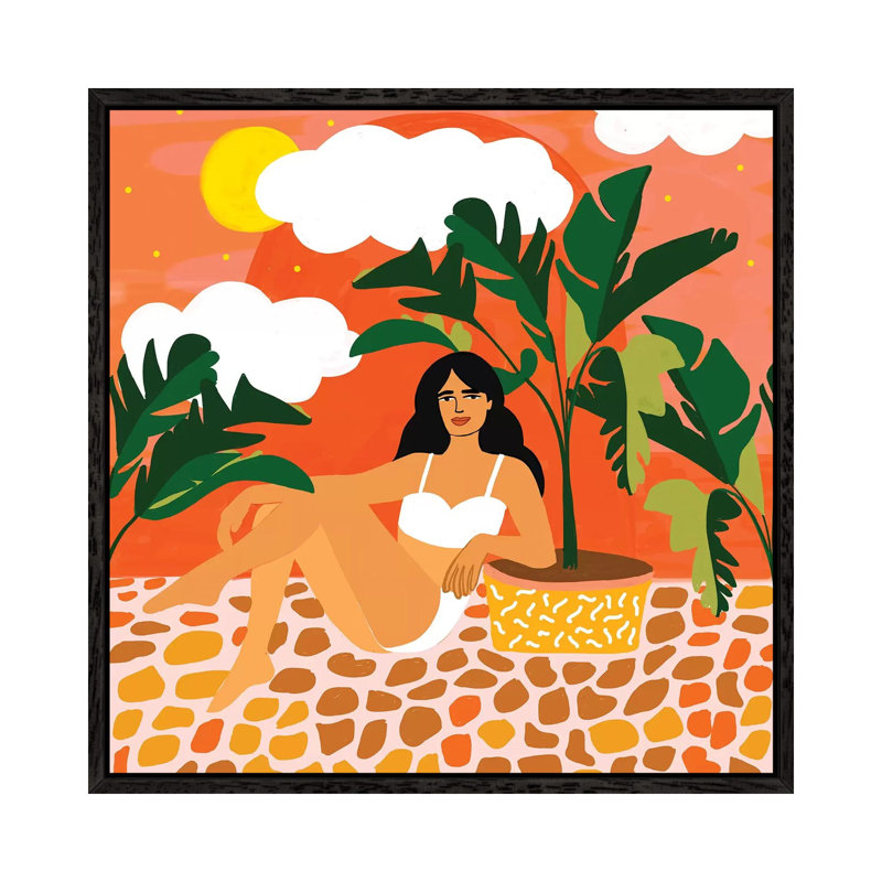 Life With Banana Trees - Painting on Canvas, Black Framed, 66.04cm H x 66.04cm W x 3.81cm D