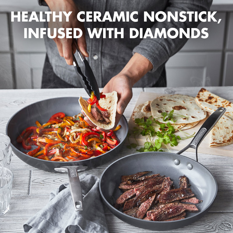 Gray Aluminum Ceramic Nonstick 8" and 10" Frying Pan Set