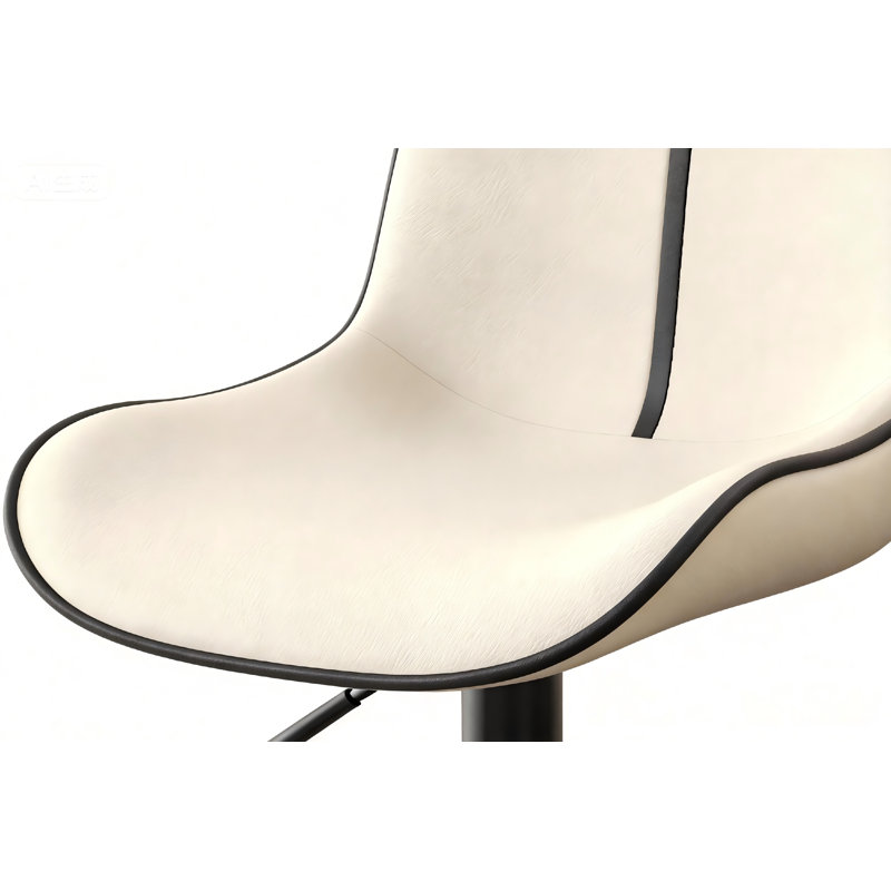 Tabouret de bar pivotant réglable avec dossier - Similicuir mat, Beige