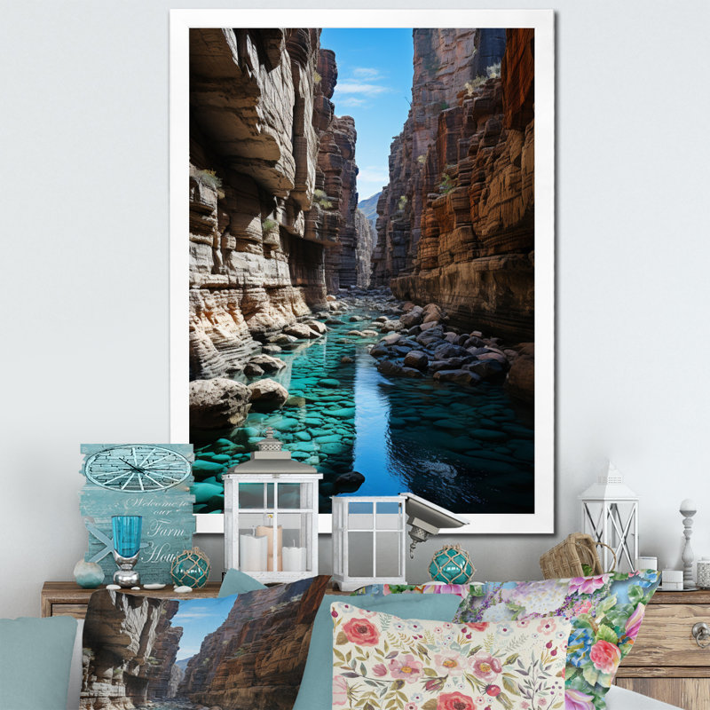 Beckel Canyon Contraste River I, reproduction d'art sur toile, H 32 po x l 16 po x P 1 po, Cadre photo blanc