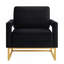 Fauteuil de loisir moderne rembourré en velours avec base en métal doré-133752253