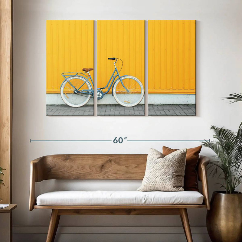 Mehar New Blue Bicycle, 32" H x 50" W