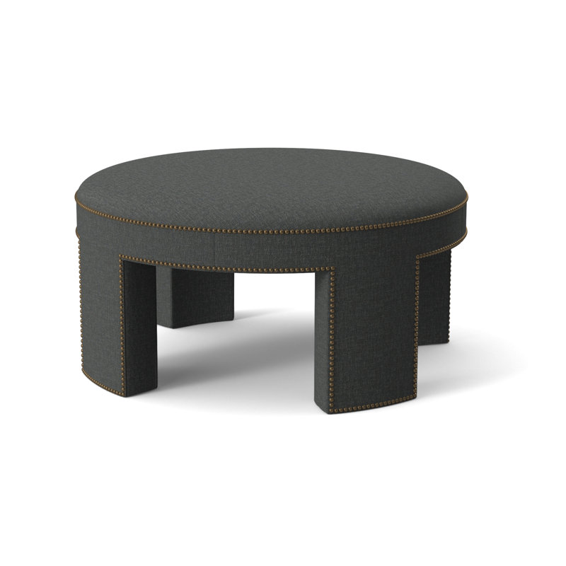 Durant Round Ottoman, Black Polyester 71551L84, 19.75"H x 40.5"W x 40.5"D