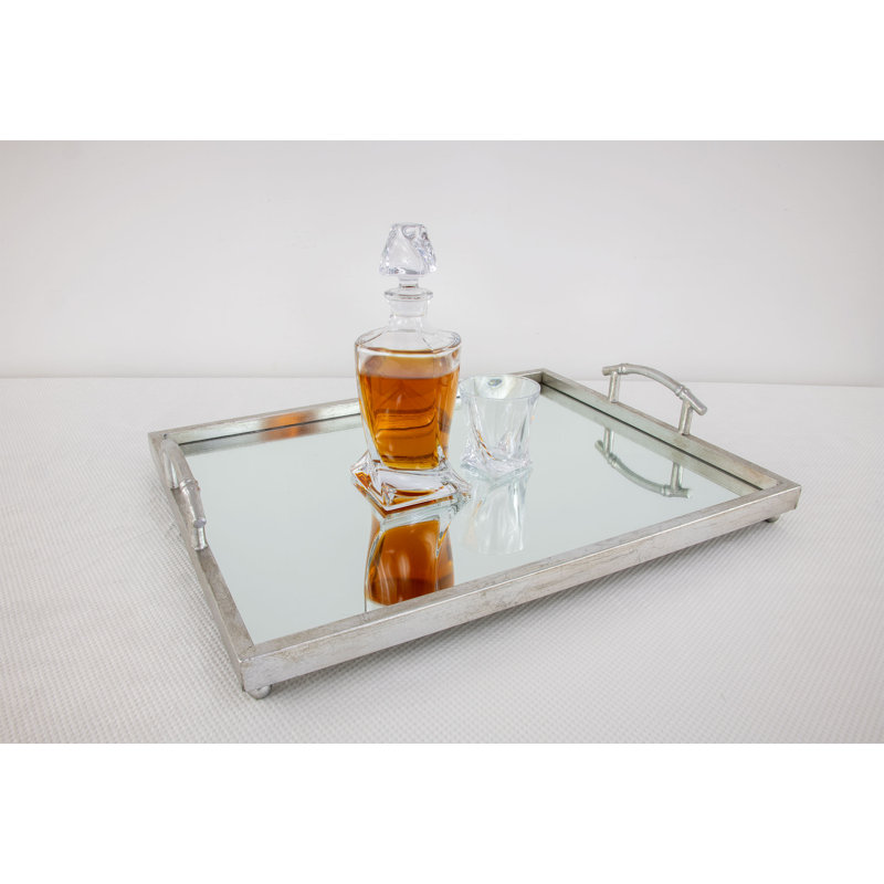 Lalana Decorative Tray, Antiqued Silver Leaf, 19" x 16"