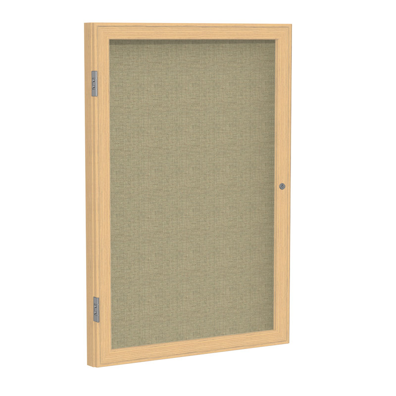 Ghent No Fabric Enclosed Cabinet Wood Bulletin Board, Beige, 2' H x 1'6" W, Oak