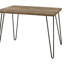Bureau rustique en chêne avec finitions métalliques, taupe et métal, design ouvert pour un gain de place, 58,8 cm de profondeur, 117,2 cm de largeur, 77,2 cm de hauteur.