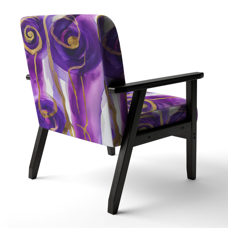 Mettalic II - Upholstered Glam Accent Arm Chair, Purple Polyester Blend