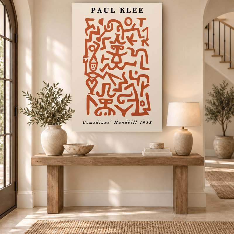 Exposition d'art abstrait en terre cuite de Paul Klee sur toile, H 45 po x l 30 po
