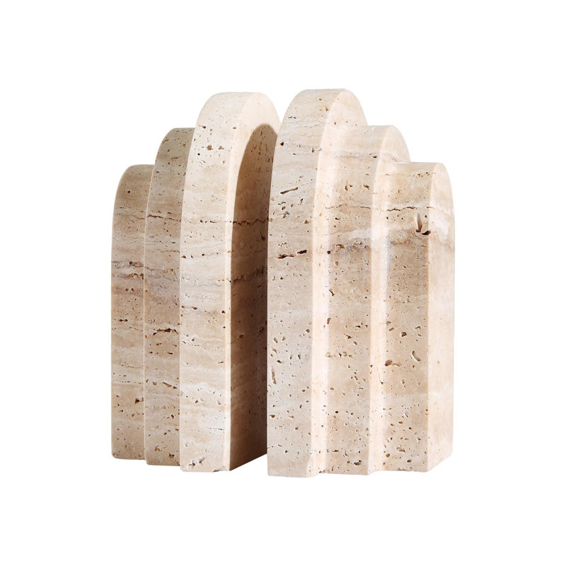 Natural Travertine Bookshelf Bookend Bracket