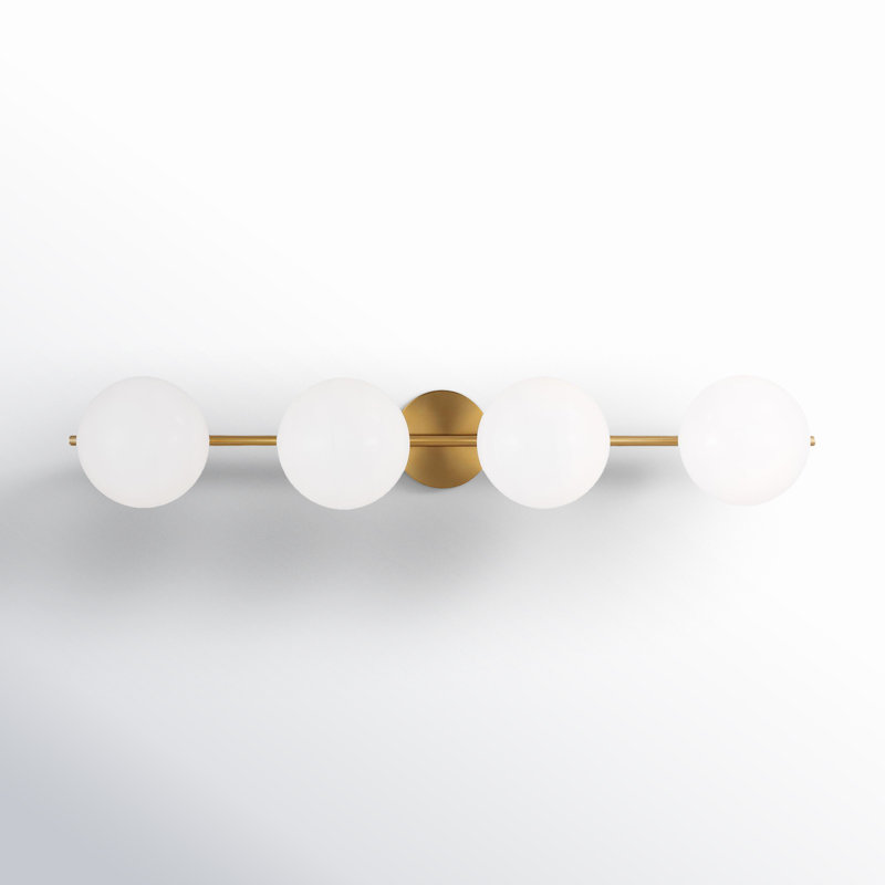 Vibi 4 Light Alabaster Dimmable Vanity Light, Burnished Brass