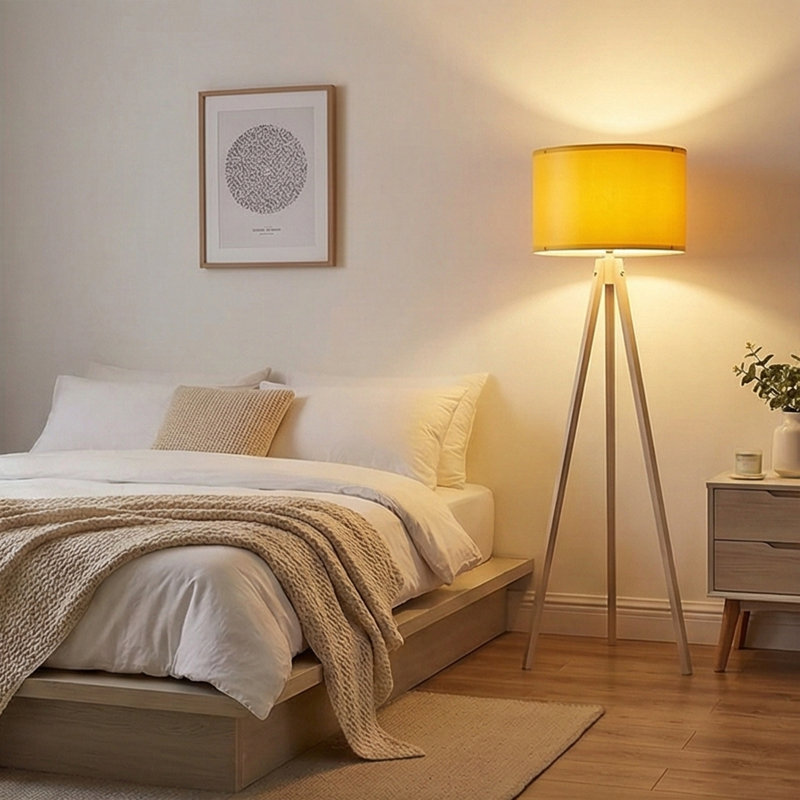 Kisa 57" Tripod Floor Lamp, Cream, Yellow