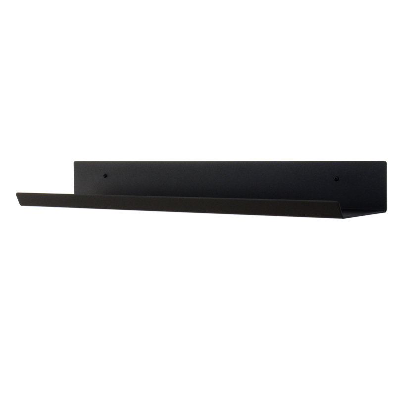 Tablette flottante en métal, H 3 po x l 24 po x P 5,37 po, Noir - texture fine mate