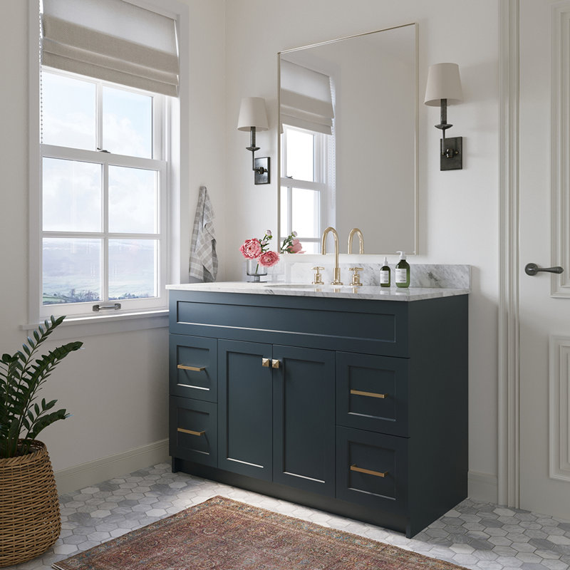 Base de meuble-lavabo simple 48 po Paulla seulement, Bleu minuit