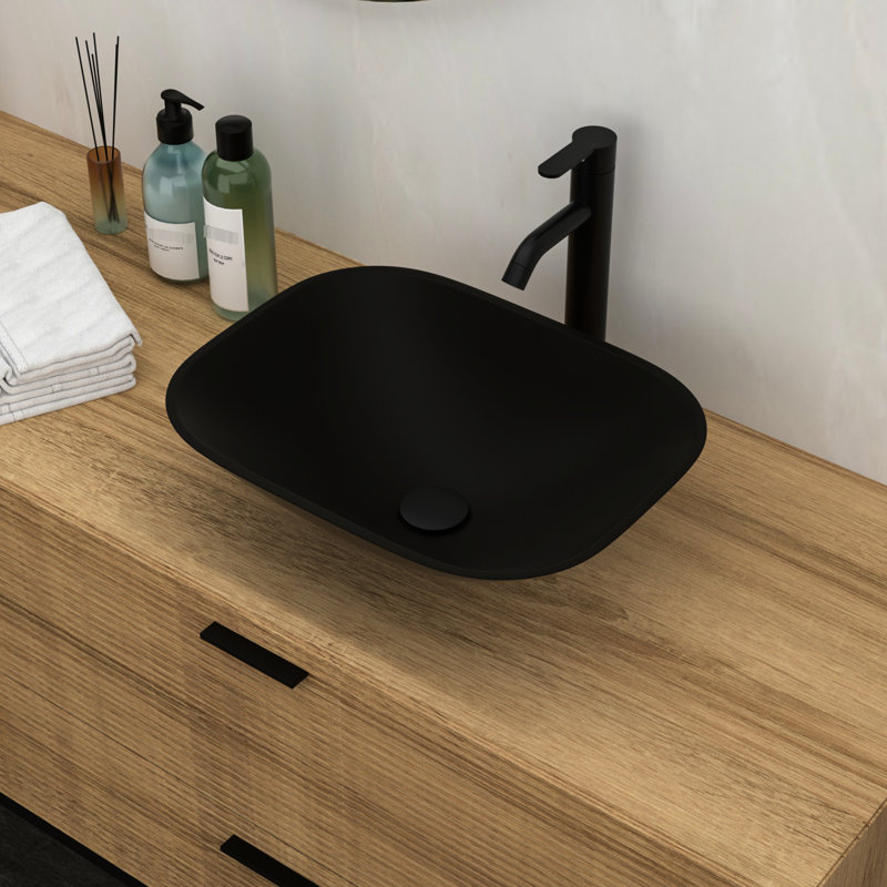 Lavabo vasque de salle de bain en verre trempé avec robinet noir mat et bonde escamotable facile - vous permet d'économiser du temps de nettoyage