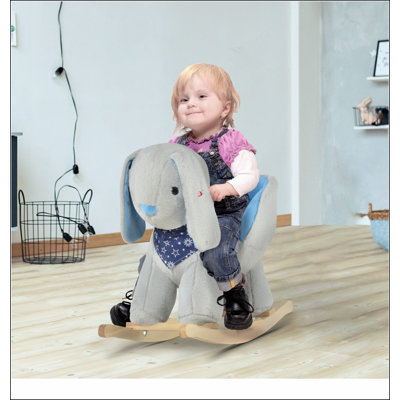 Kids Ride-On Rocking Horse Toy Bunny Rocker with Fun Play Music & Soft Plush Fabric for Children 18-36 Months