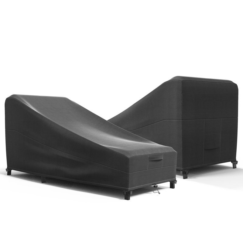 Set of 2 Chaise Lounge Chair Cover - Breathable, Heavy-Duty Cover with Water-Resistant PVC liner, Adjustable Elastic Hem, Click-Close Straps, and Air Vents - Hyslop Collection