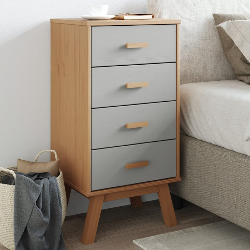 Table de chevet Leverna, Brun / gris