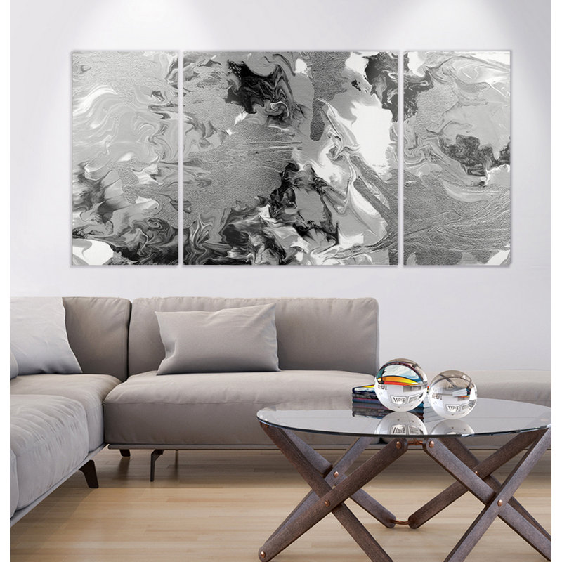 Marbre riche - 3 pièces, reproduction d'art sur toile, H 32 po x l 64 po x P 1,5 po
